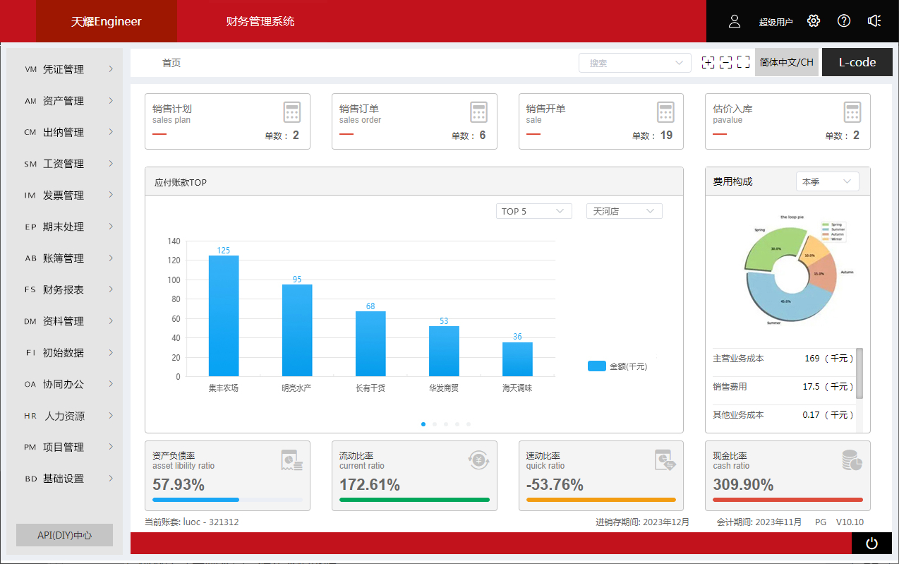 天耀Engineer 财务管理系统 天耀Engineer 财务管理系统